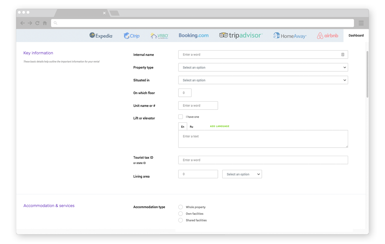Advanced connectivity, channel manager, property sharing